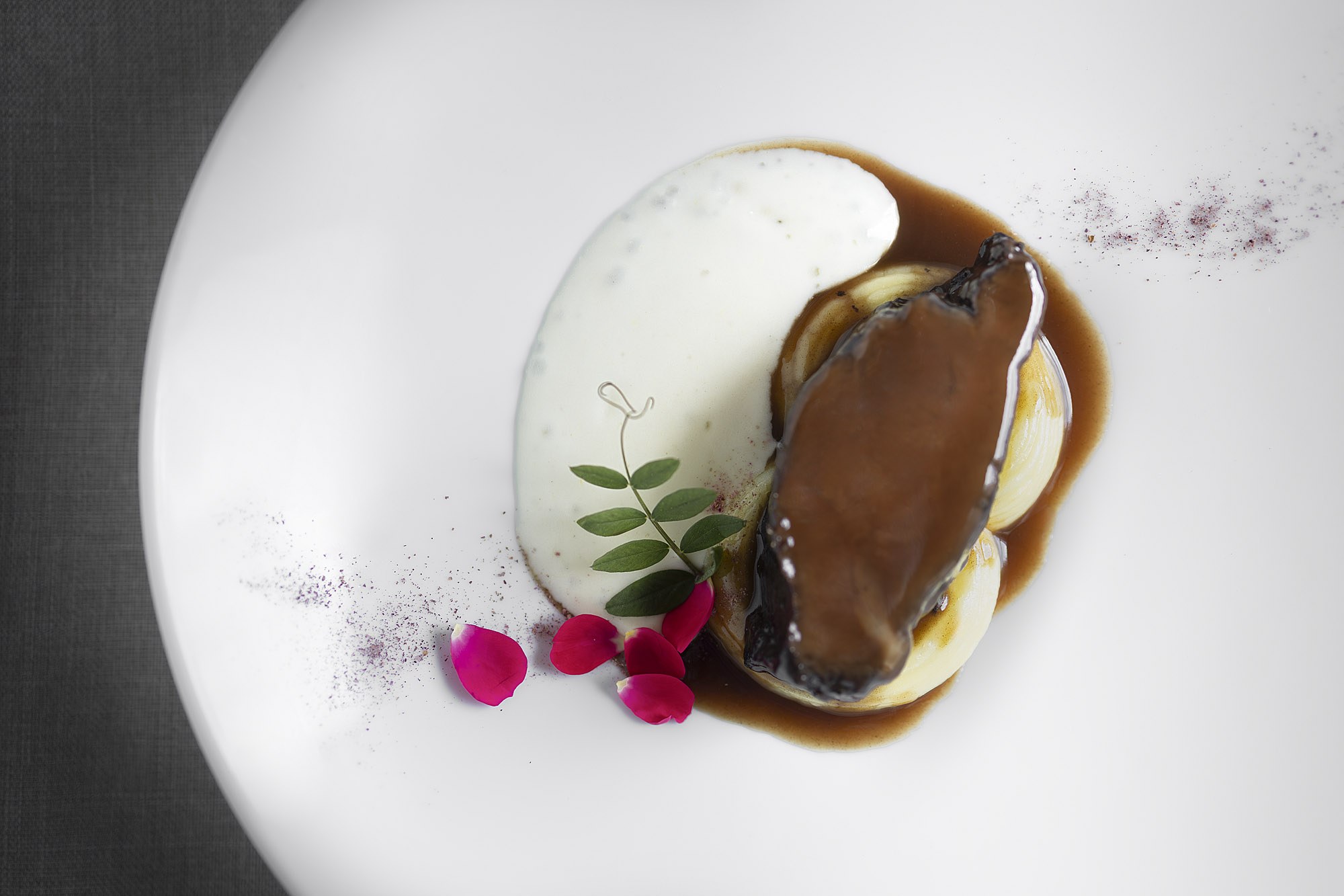 Piatto gourmet della cucina alpina contemporanea AMAPAMA
